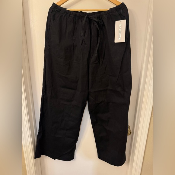 Athleta Pants - NWT Athleta Paradise Wide Leg Pants Linen Blend Lightweight Black Women's